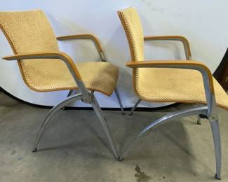 Pair DAVIS WOLFGANG MEZGER Wood Stacking Chairs
