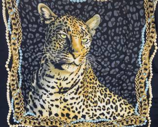 Gottex Signed Silk Jaguar/Animal Print Shawl 5 ft
