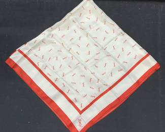 Yves Saint Laurent White & Red Silk Scarf
