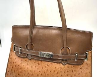 Ostrich Leather Birkin Bag Style Handbag

