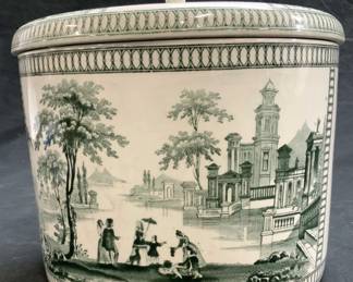 Antq Hand Painted Porcelain Ice Bucket, England
