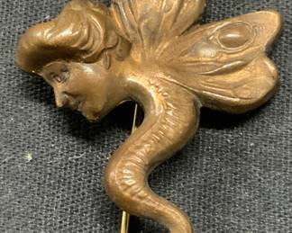 Vintage Copper Art Nouveau Figural Stick Pin
