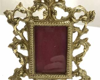 Antq Heavy Gilt Bronze Rococo Easel Back Frame
