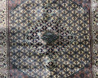 Vintage Handmade Silk Fringed Oriental Rug
