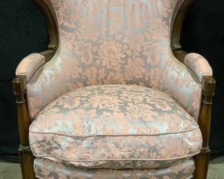 Vintage High Barrel Back Upholstered Armchair
