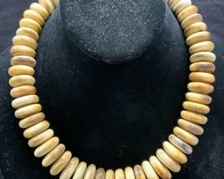 Vintage Carved Horn Beaded Necklace
