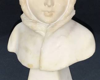 Vintage Carved Marble Child Bust Sculpture
