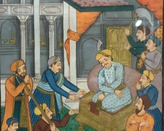 Antique Mughal Persian Hand Painting On Silk
