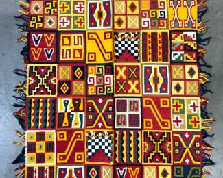 Vintage Handmade Moroccan Wool Rug W Fringes
