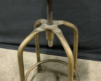 WD ALLISON CO Vtg Leather Top Round Swivel Stool
