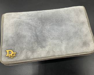DIOR Grey Suede Evening Bag/ Clutch w Chain
