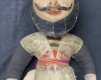 Vtg Hand Carved & Painted Asian Puppet 25in
