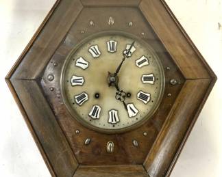 BIARITZ Antq French Time & Strike Wood Wall Clock

