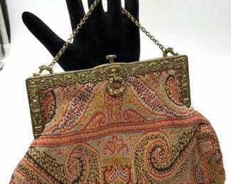Handmade Paisley Wool Tapestry Evening Bag

