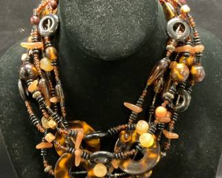 Vintage Mei Fa Handblown Glass Beaded Necklace
