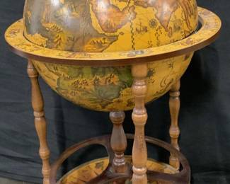 Vintage Zodiac Sign Old World Globe Bar, Wheeled
