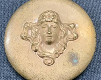 Antique Art Nouveau Copper Figural Locket
