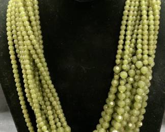 Vintage Fiocchi Green Lucite Beaded Necklace Italy
