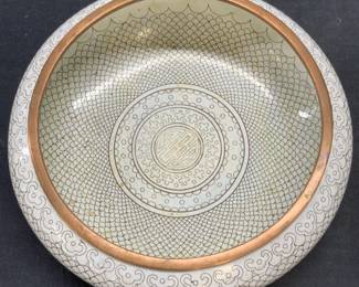 Vintage Asian Cloisonne Enameled Metal Bowl
