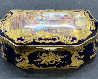 Antique French Sevres Gilt Porcelain Box
