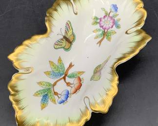 HEREND HUNGARY Porcelain Butterfly Trinket Dish
