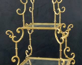 Gilt Iron & Glass 4 Tier Pagoda Etagere, 5 Ft
