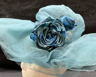 Vintage Kozak Blue Tulle Flower Hat
