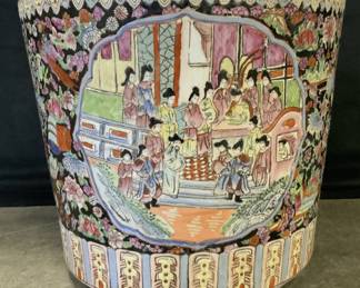 Vintage Signed Hand Painted Asian Ceramic Planter
