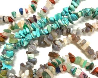 Lot 4 Gemstone Chip Necklaces, Turquoise
