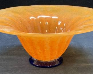 Vintage Hand Blown Orange Art Glass Vase
