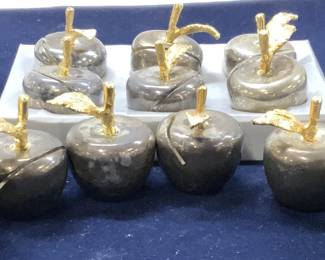 Set 12 Silver Plate Apple Place Card Holders

