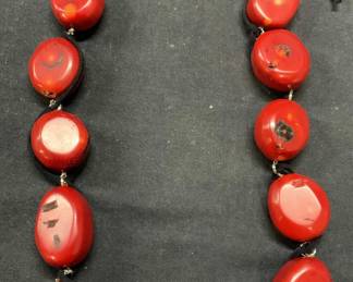 Heavy Chunky Red Coral Beaded Necklace
