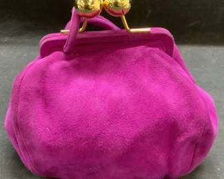 Vtg Maud Frizon Purple Suede Handbag, Italy
