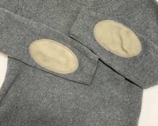 PRADA Grey Cashmere Sweater w Suede Elbows, Italy
