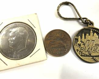 3 Collectibles, 1971 Silver Dollar 1970 Mex Coin +
