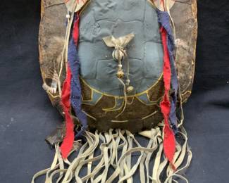 Hand Painted Native American Turtle Shell Art 13in
