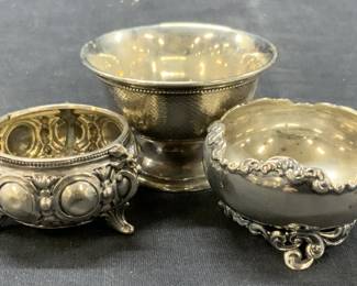 Lot 3 Sterling Silver Footed Salt Cellars

