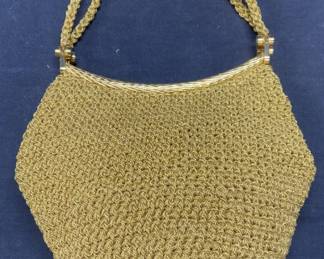 Vtg Saks Fifth Avenue Gold Tn Mesh Handbag
