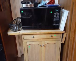 Microwave Oven, Cart, Expresso Machine