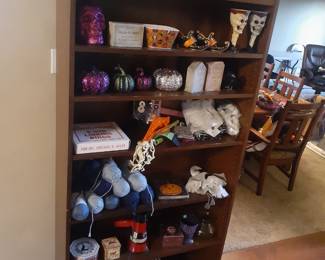 Bookcase and Holiday Decorations