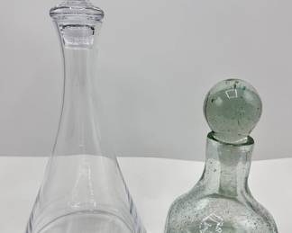 2 Glass Decanters With Stoppers: Polish & Bubble Glass
Lot #: 168