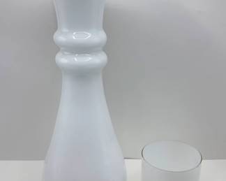 2 Vintage Polish Hand Blown White Glass Vases, 1 Extra Large
Lot #: 50