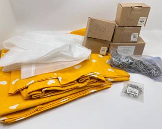 3 New Curtains & 5 Boxes New Curtain Rings From Restoration Hardware & William Sonoma & More
Lot #: 181