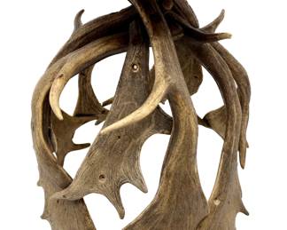 Artisan Crafted Wood Stool With Antlers
Lot #: 19