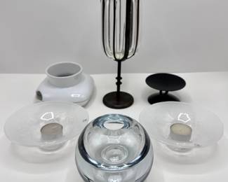 Candle Holders: Set New Votives By Malera Sweden, Wrought Iron, Glass, Metal Stand & Incense Burner
Lot #: 180