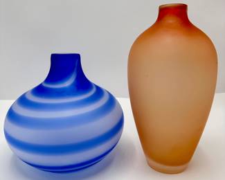 2 Vintage Polish Hand Blown Art Glass Vases
Lot #: 34
