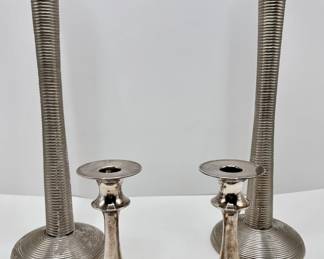 Tall Brutalist Style Candlesticks & Smaller Pair Candlesticks
Lot #: 159