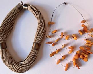 2 Sterling Silver Necklaces: Natural Stone & Twine
Lot #: 135