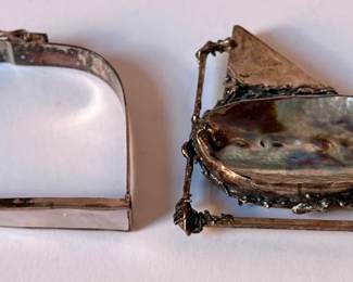 Europenan 800 Silver & Mother Of Pearl Bracelet & Brooch Pin
Lot #: 137