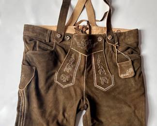 Vintage Marjo Lederhose Austrian Embroidered Leather Breeches Suede Pants , Large
Lot #: 125